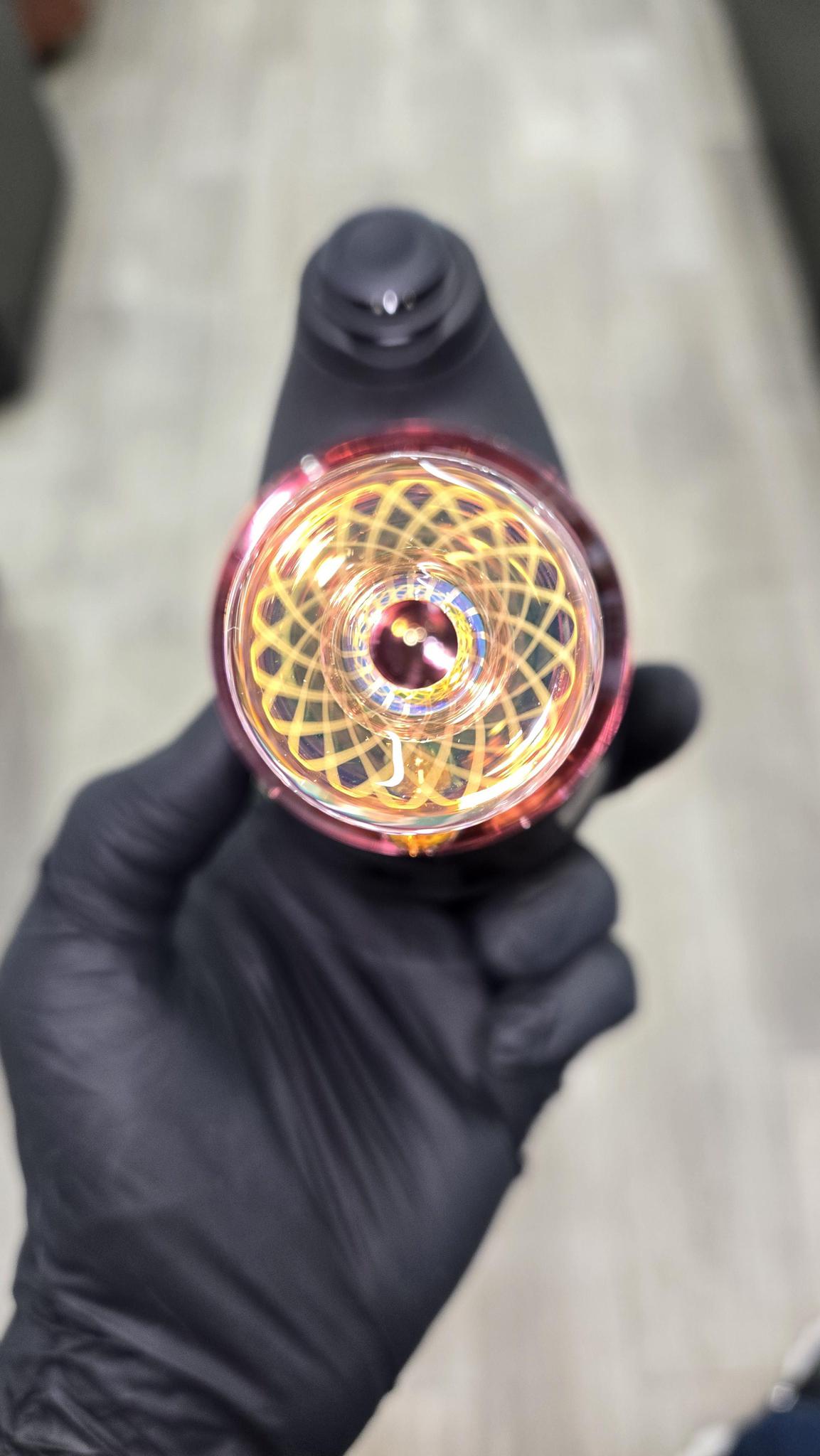 Gatez Glass - Gold Ruby Dry Top Puffco Peak/Pro Attachment