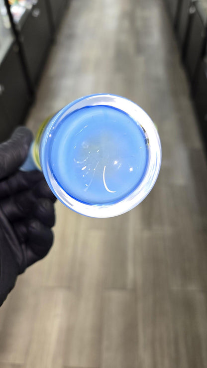 The Glass Mechanic - Custom Blue & Lemon Drop Encased Opal Sake Bottle
