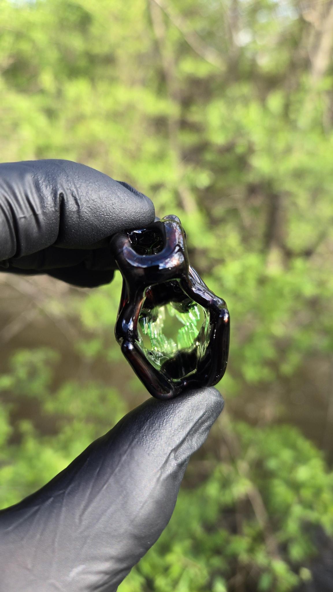 Roe Glass -  Opalized Electrum T-Rex Skull Pendant