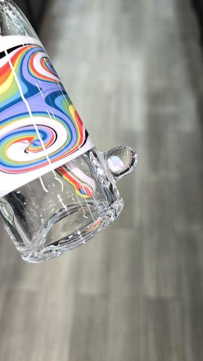 The Glass Mechanic - Linework Encased Opal Sake Bottle