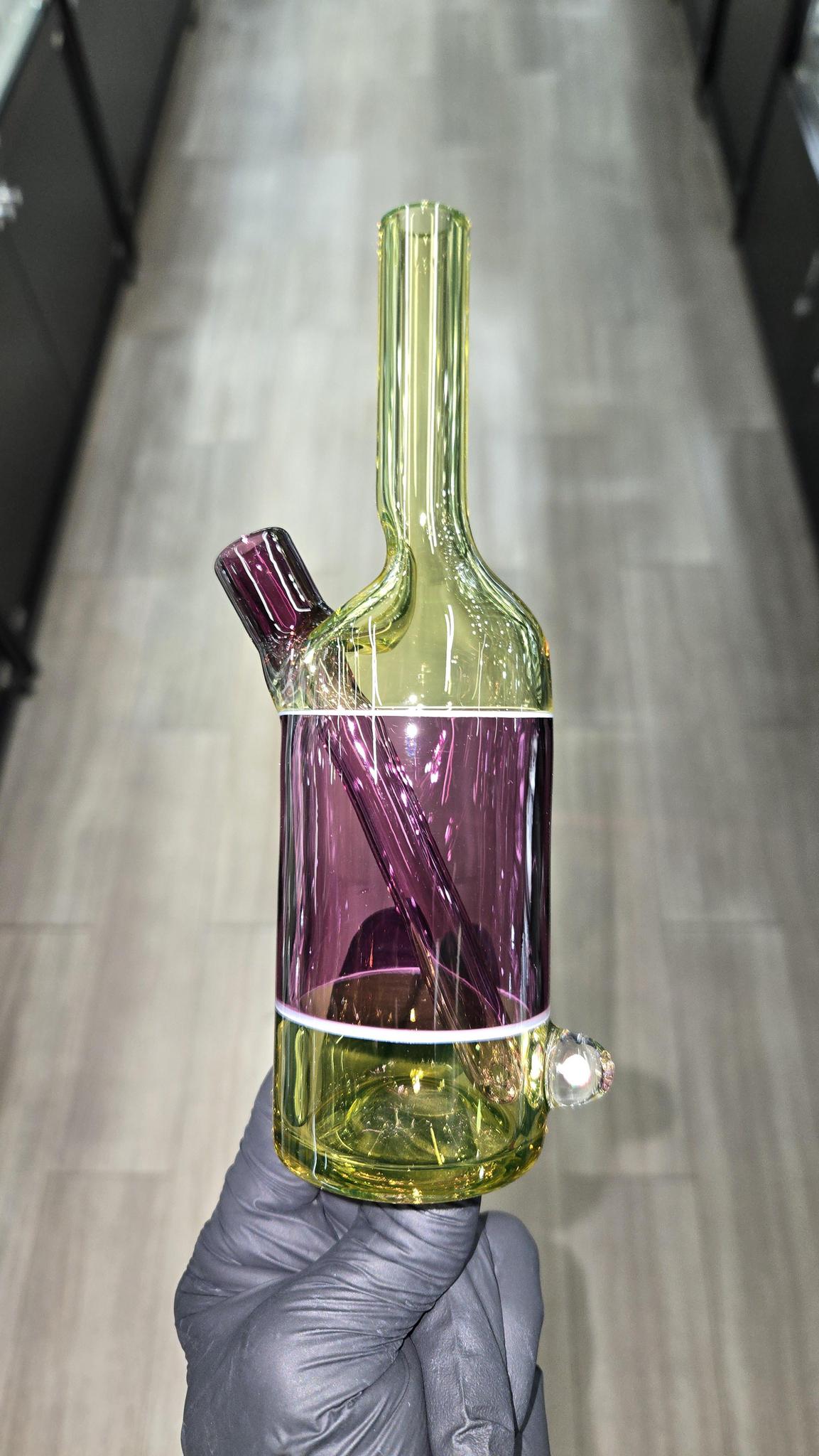 The Glass Mechanic - Citrine & Gold Amethyst Encased Opal Sake Bottle