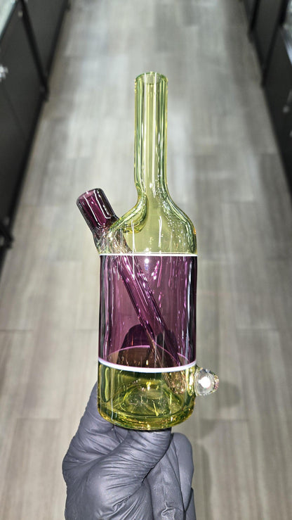 The Glass Mechanic - Citrine & Gold Amethyst Encased Opal Sake Bottle