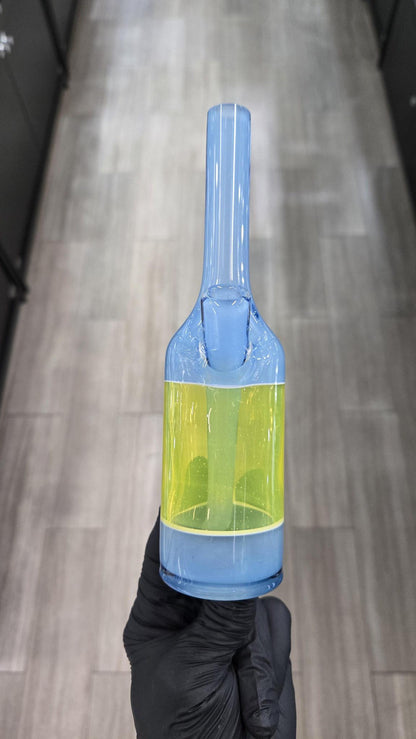 The Glass Mechanic - Custom Blue & Lemon Drop Encased Opal Sake Bottle