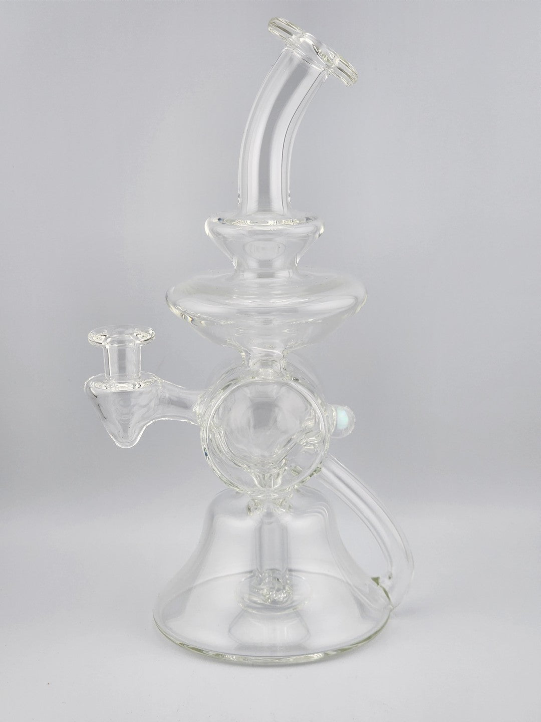 Bro D Glass Clear Hypogeum Recycler, a premium dab rig with enhanced airflow and superior filtration.