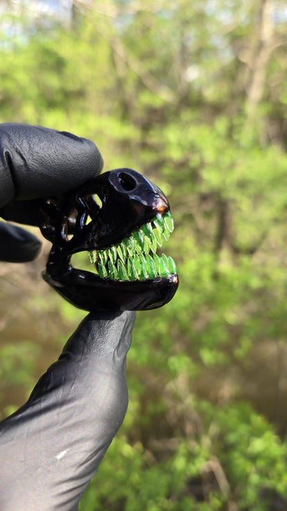 Roe Glass -  Opalized Electrum T-Rex Skull Pendant