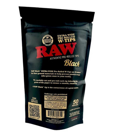 RAW Black Extra Wide Pre-Rolled Filter Tips