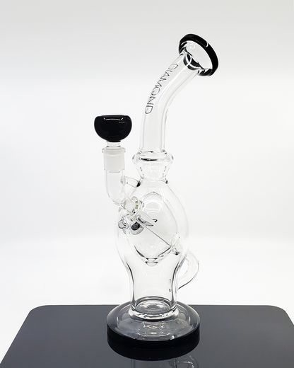 Side view of the Diamond Glass 12" Ball Rig, showcasing its durable construction and sleek design for a superior dabbing experience.