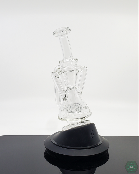 Overview of the Dual Uptake Recycler Puffco Attachment, showing its design for enhanced airflow and cooling.

