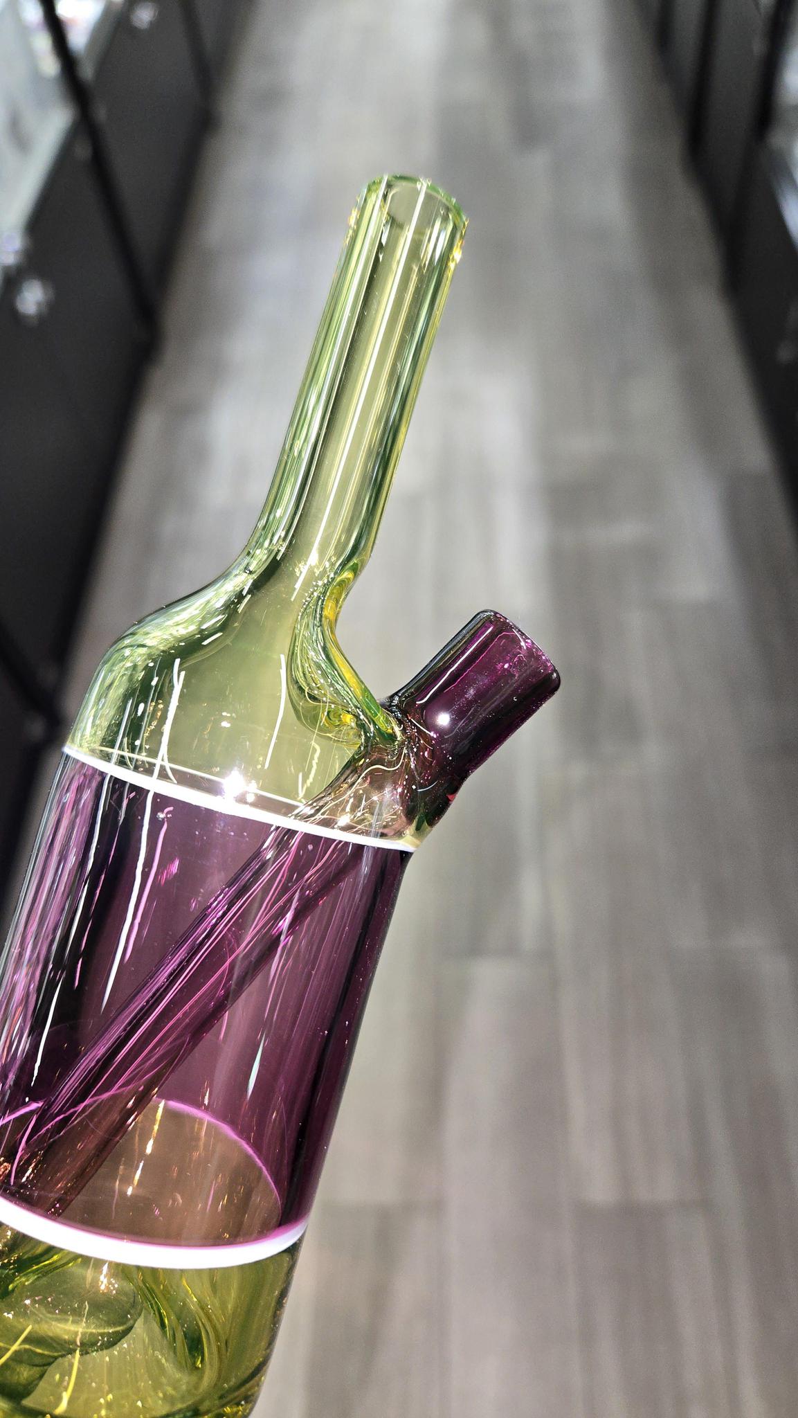 The Glass Mechanic - Citrine & Gold Amethyst Encased Opal Sake Bottle