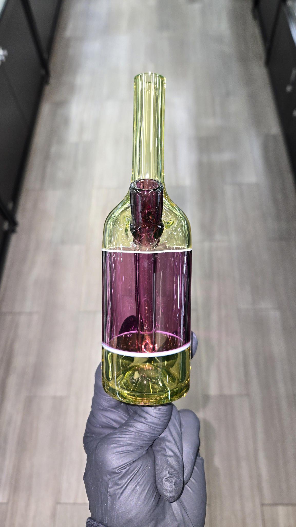 The Glass Mechanic - Citrine & Gold Amethyst Encased Opal Sake Bottle