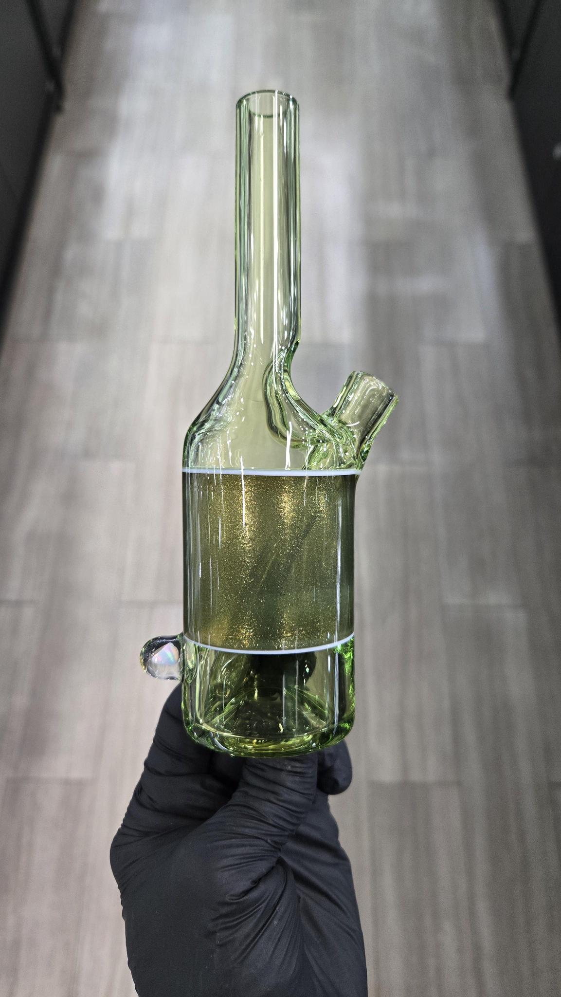 The Glass Mechanic - Crippy & Yellow Jacket Encased Opal Sake Bottle