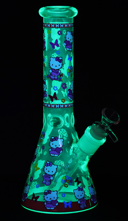 Hi Kitty Neon Beaker Glass Water Pipe