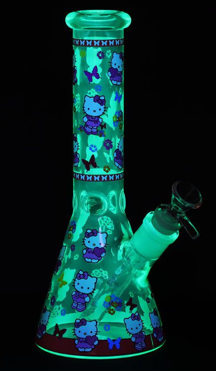 Hi Kitty Neon Beaker Glass Water Pipe