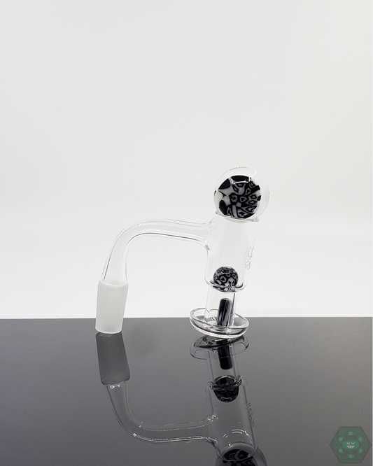 Millennium Glass Slurper Set Sec 2, a quartz-compatible bundle with terp pearls, terp valve, and 25mm marble designed to optimize airflow and enhance flavor control.