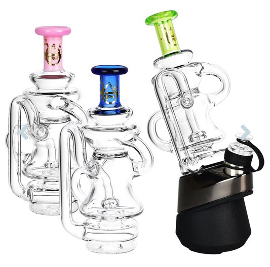 Pulsar Triple Tube Recycler Glass Attachment for Puffco Peak/Pro, featuring a mini disc percolator and recycler functionality for smooth, cool vapor.