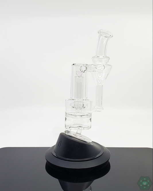  Functionality of the RBR 3.0 Recycler Puffco Attachment, highlighting the 6 hole perc and efficient single drain system.
