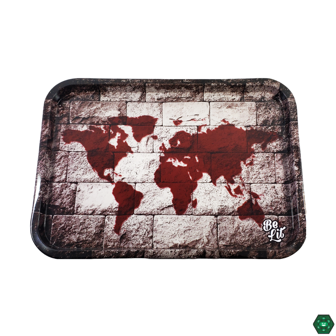 Be Lit Large Rolling Tray - Premium Herb Tray from Headdy Glass. Discover the Be Lit Large Rolling Tray, perfect for larger herb prep with unique, vibrant designs.