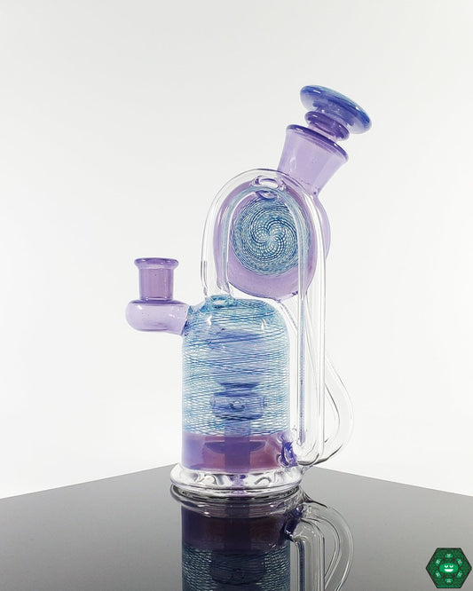 Cerio Glass Double Vertical Recycler, a premium glass recycler rig featuring a double vertical structure for enhanced airflow, crafted from high-quality borosilicate glass.