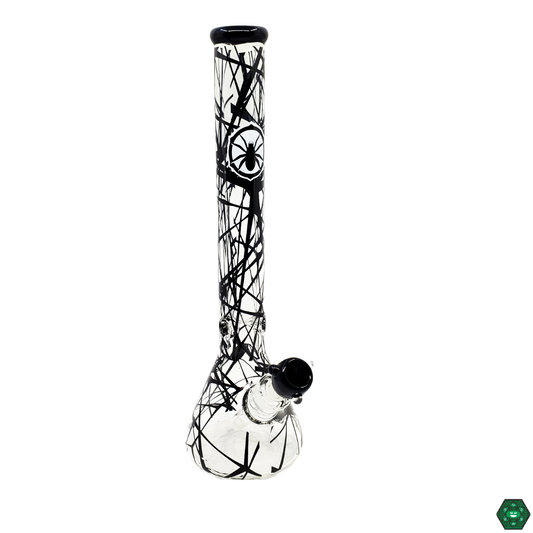 DHK Glass Spider Web Beaker, featuring a unique spider web design combined with smooth filtration for an artistic and functional smoking experience, perfect for enthusiasts.