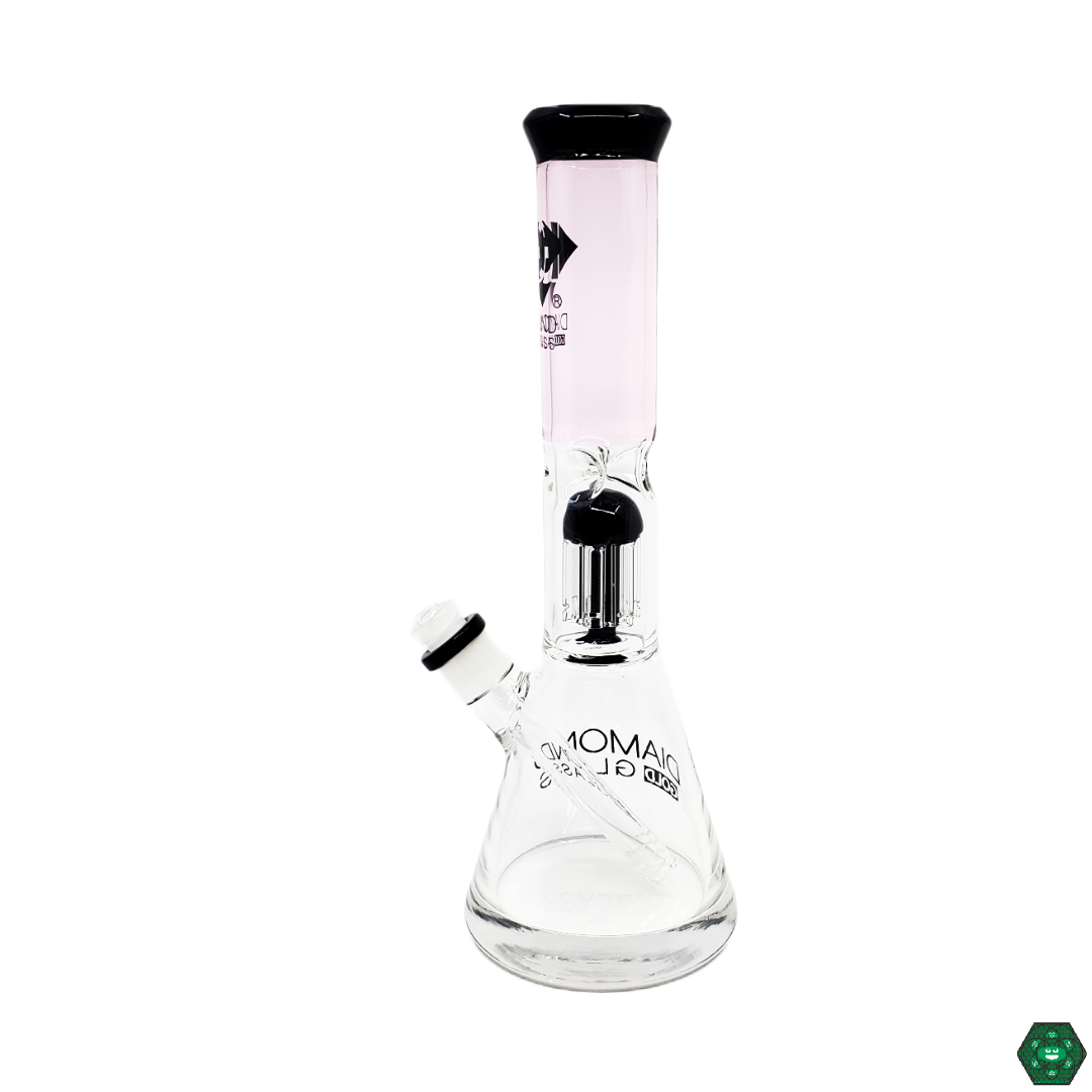 Diamond Glass 12” Two-Tone Beaker, featuring a stylish two-tone finish with a 14mm joint for smooth draws and a sturdy base, ideal for daily use.