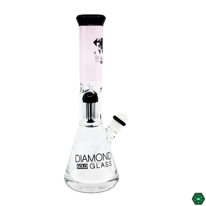 Diamond Glass 12” Two-Tone Beaker in use, demonstrating its smooth, reliable filtration with a sturdy base and a 14mm joint for an enjoyable smoking experience.