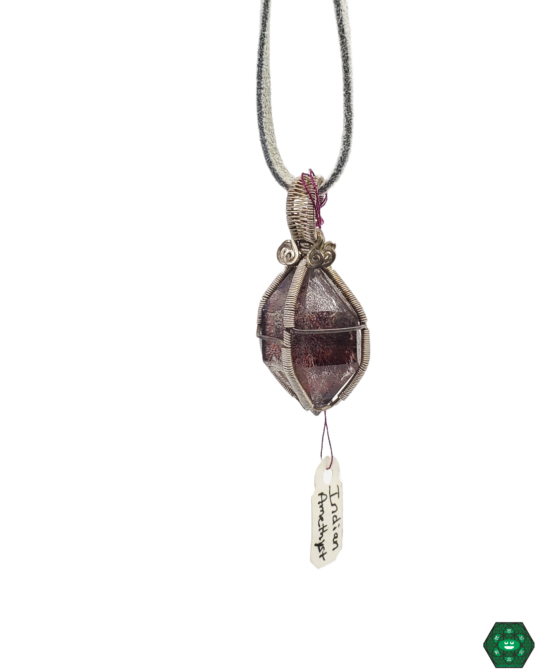 Wire Wrap Pendant with Indian Amethyst - Handmade Natural Gemstone Jewelry