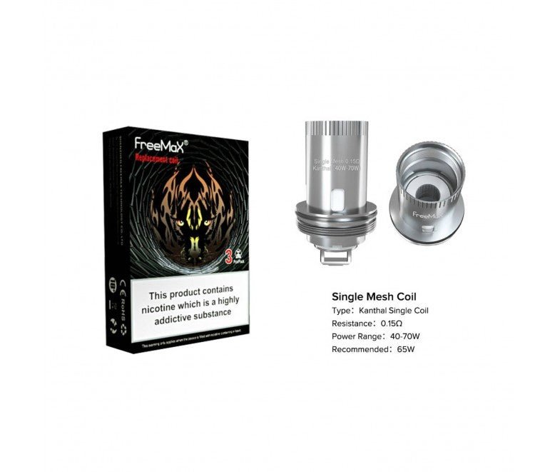 Freemax Mesh Replacement Coil 1.5 Ohm, a high-performance single mesh coil designed for smooth flavor and vapor production, compatible with various Freemax devices, featuring durable construction for extended coil life, easy replacement, and ideal for users seeking balanced vapor and flavor.