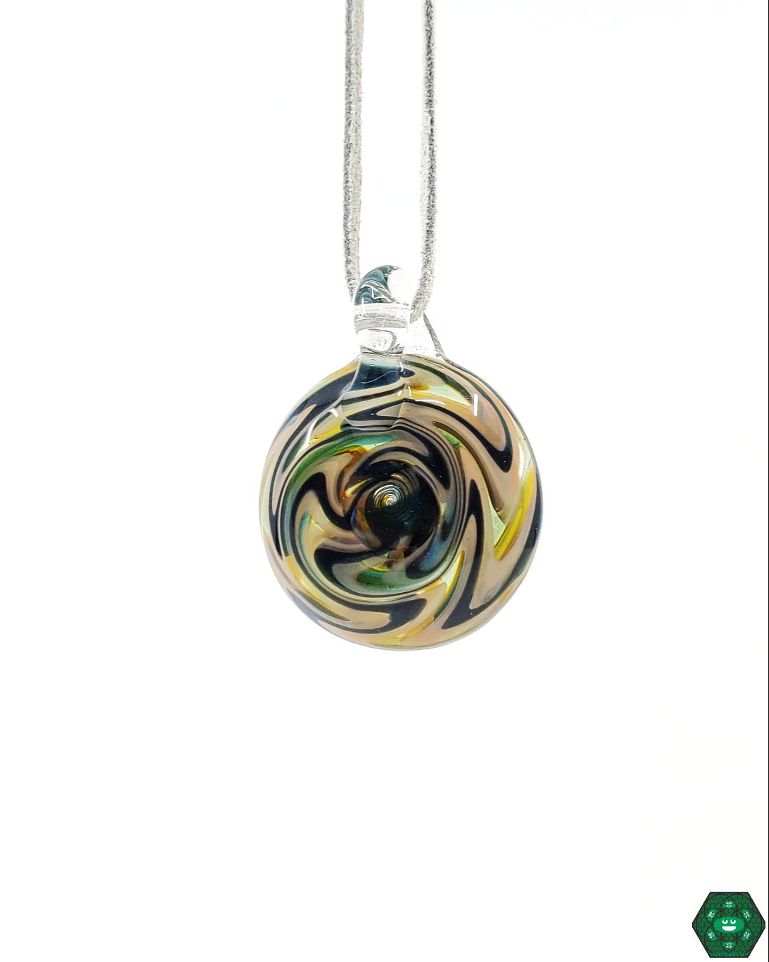  Inside Out Glass Pendant, a handcrafted artistic glass piece featuring a unique layered design, perfect for collectors and jewelry enthusiasts.