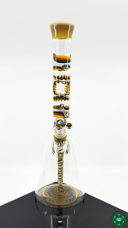 Q Factor Glass - Fully Worked Beaker (Tan) - @Qfactorglass - HG